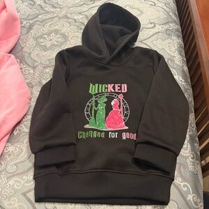 Wicked Black Hoodie Graphic pink/green character’s Size 130 = Size 6 to girls
